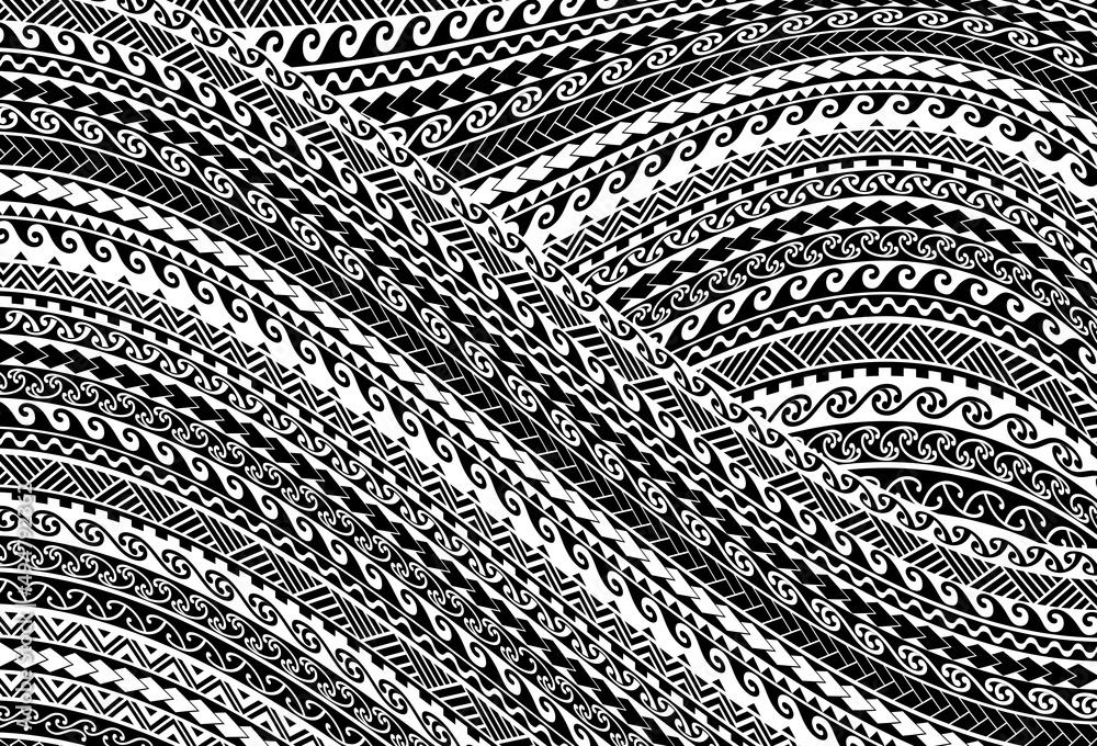 maori geometric pattern tattoo design texture wave cross intricate normal - obrazy, fototapety, plakaty 