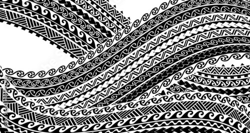 Canvastavla maori geometric pattern tattoo design texture wave cross intricate intersecting