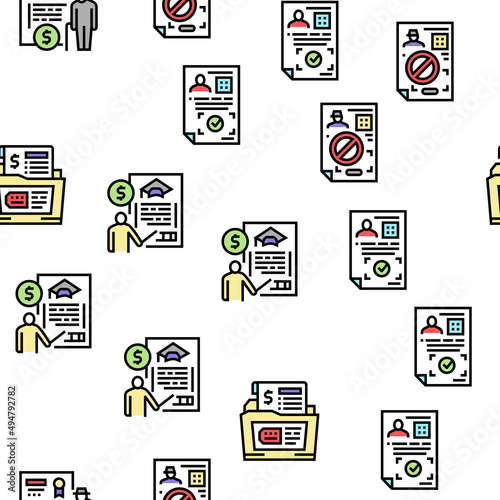 Allowance Finance Help Vector Seamless Pattern Thin Line Illustration
