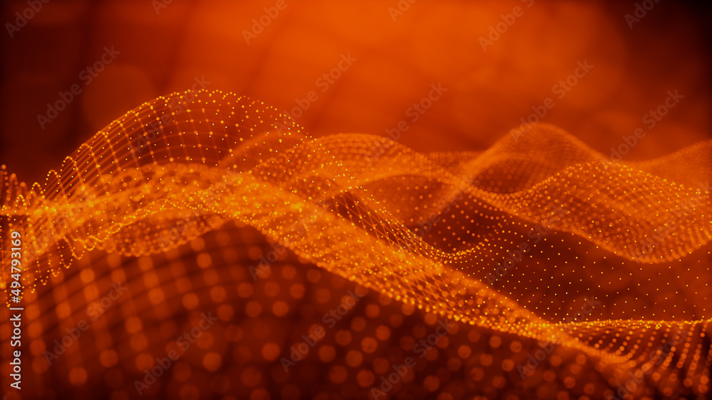 Sound Wave and Audio Technology Concept. Orange, Futuristic Digital ...