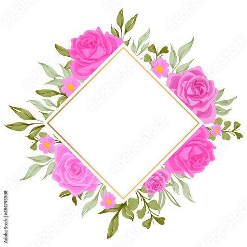 rose flower watercolor frame decoration