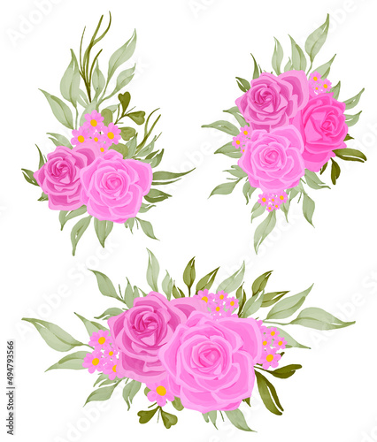 pink rose flower watercolor bouquet decoration