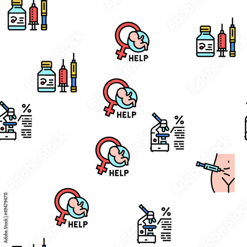 Fertilization Treat Vector Seamless Pattern Thin Line Illustration