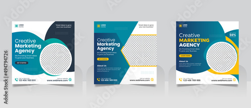 Digital marketing agency and corporate social media post square web banner template