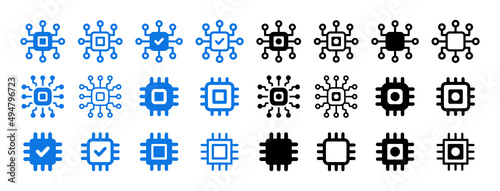 Print op canvas Chip icon collection. Circuit board icon set. Vector illustration