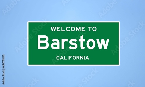 Barstow, California city limit sign. Town sign from the USA. photo