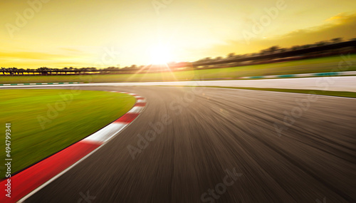 Sunset motion blurred race track. © Image Craft