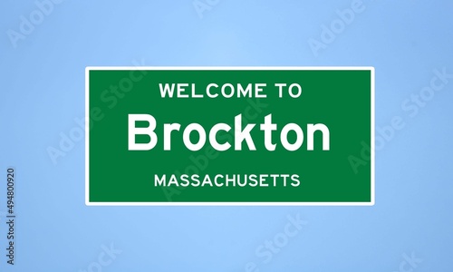 Brockton, Massachusetts city limit sign. Town sign from the USA. photo