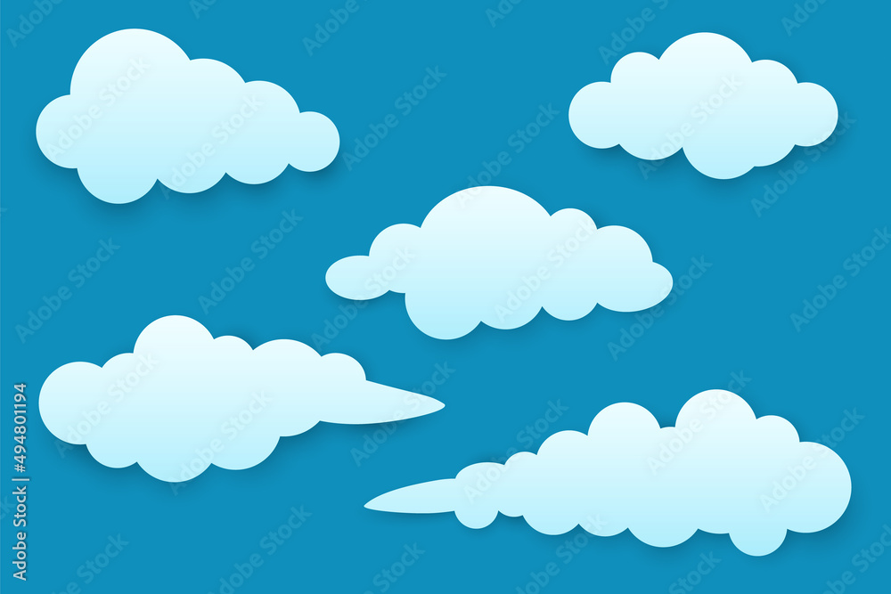 Collection of cloud designs in blue gradient Collection of cloud designs in blue gradient