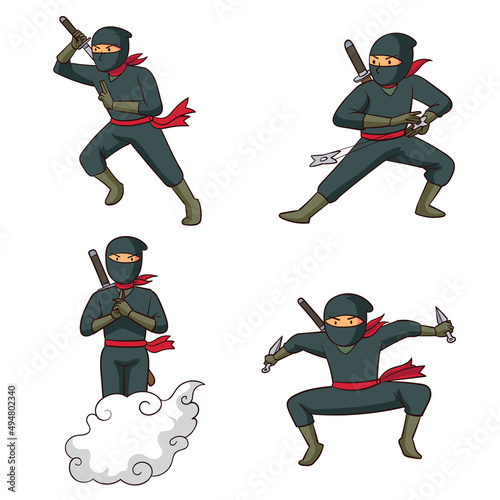 Vector of various ninja's movements
