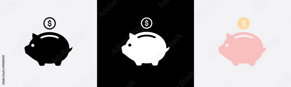 Piggy bank icon. Piggy bank saving money icon style. Baby pig sign symbol. vector illustration Piggy bank icon. Piggy bank saving money icon style. Baby pig sign symbol. vector illustration
