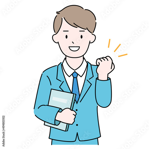 男性　コンサルタント　頼れる　ガッツポーズ　プロ　イラスト素材