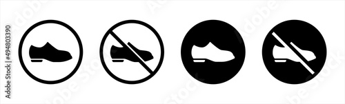 No step here forbidden sign. Shoes sign icon. No shoes symbol. Prohibited shoes icon symbol, vector illustration.