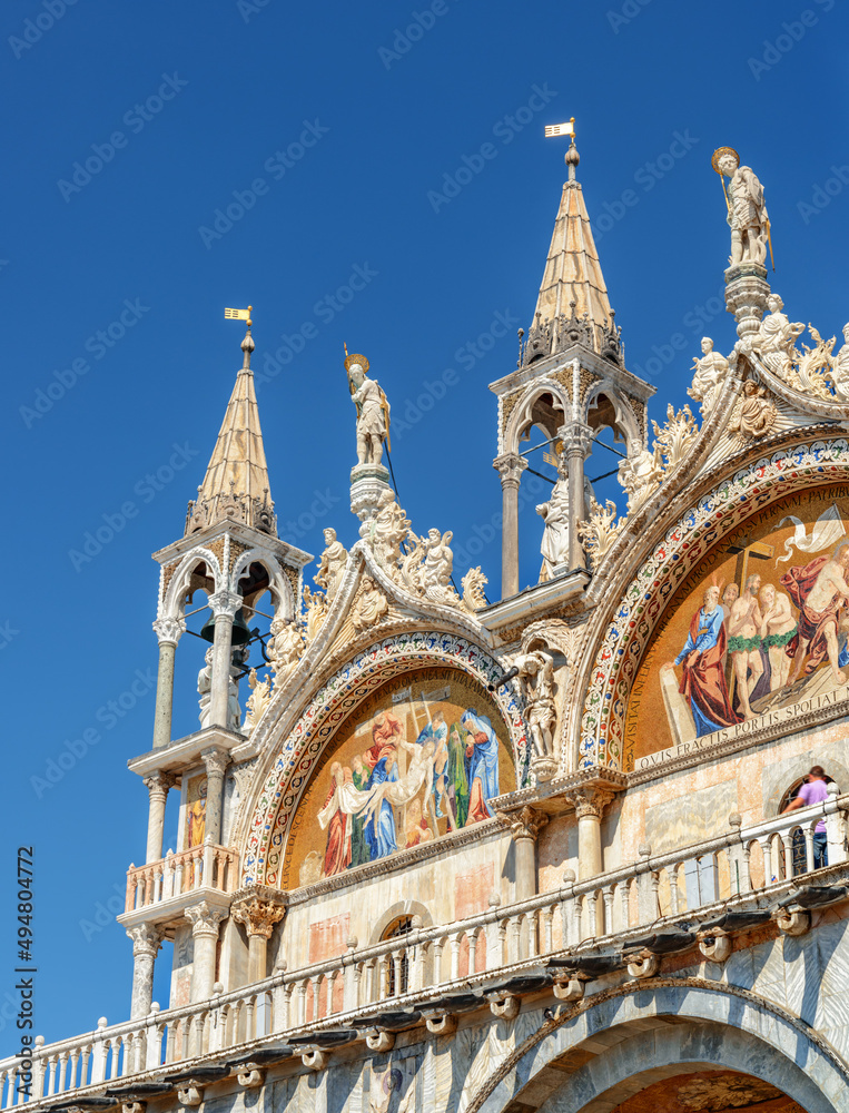 Facade of the Cathedral Basilica of Saint Mark. Venice