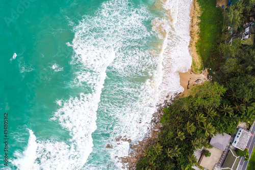 Aerial coastline sea island beach turquoise water summer vacation background