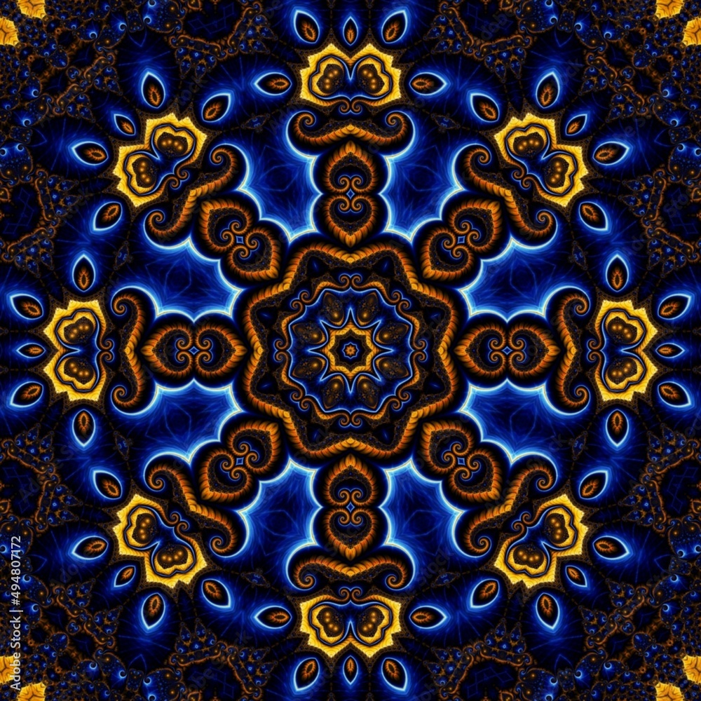 Blue Gold Abstract Art 200