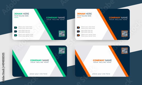 Double-sided two colour professional business card design template.