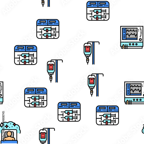 Anesthesiologist Tool Vector Seamless Pattern Thin Line Illustration