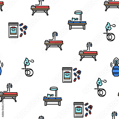 Anesthesiologist Tool Vector Seamless Pattern Thin Line Illustration