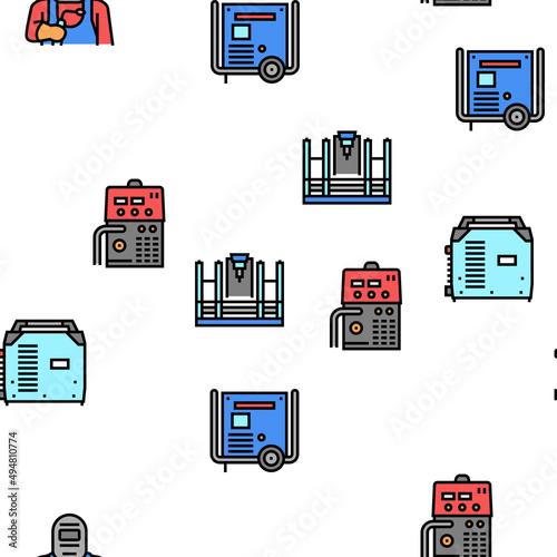 Welding Machine Tool Vector Seamless Pattern Thin Line Illustration