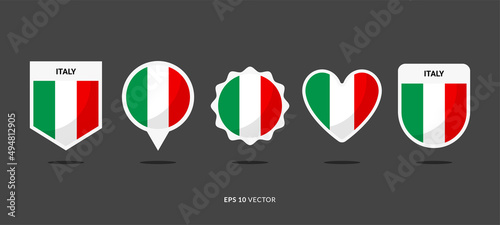 Italy Flag Set Vector Illustration. Good Used for Sticker, Logo, Icon, Clipart, Etc - EPS 10 Vector