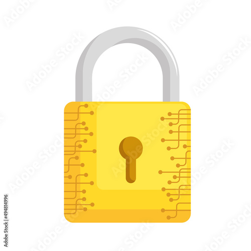 golden security padlock