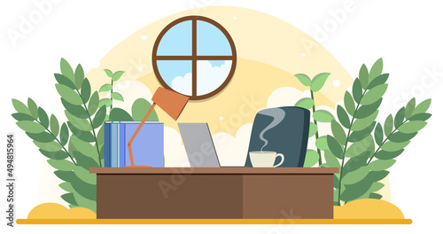 Workroom interior concept in flat design
