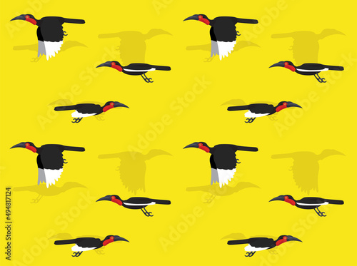 Bird Southern Ground Hornbill Animation Seamless Wallpaper Background
