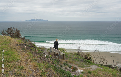 Tourist and local people visit Mangawhai Head beach in Northland region, New Zealand.