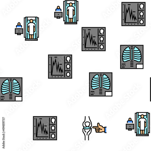 Radiology Equipment Vector Seamless Pattern Thin Line Illustration