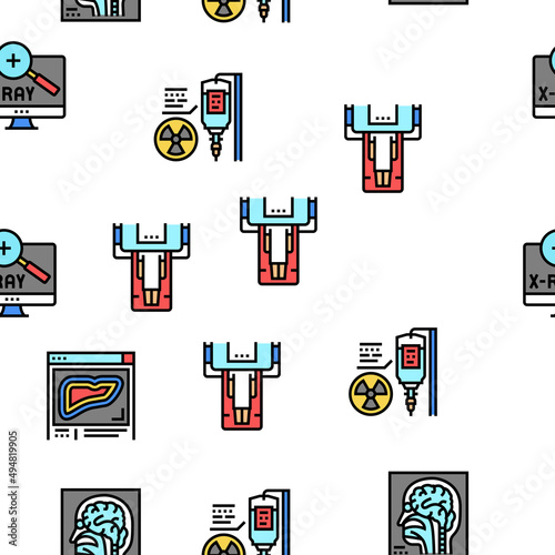Radiology Equipment Vector Seamless Pattern Thin Line Illustration