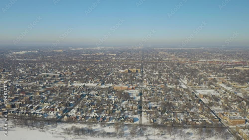 Chicago's Ogden (William) Park in Winter - High Aerial View Chicago's Ogden (William) Park in Winter - High Aerial View
