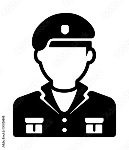 Soldier (commander, officer) vector icon illustration