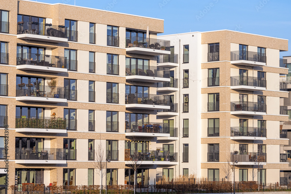 New apartment buildings in a housing development area in Berlin, Germany