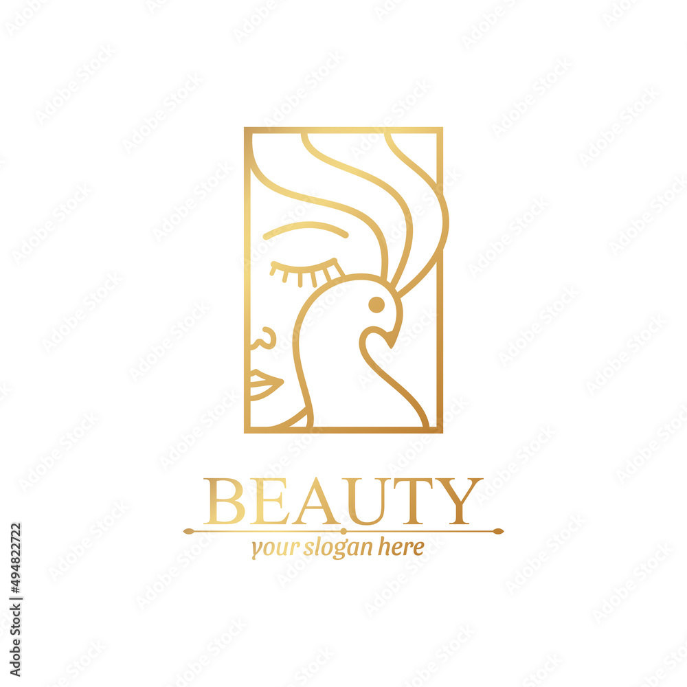 Logo woman with a bird. The girl gently hugs the bird. Vector template. Abstract design concept for many lines of business. Logo woman with a bird. The girl gently hugs the bird. Vector template. Abstract design concept for many lines of business.