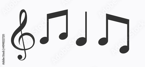 Musical notes icons set isolated on white. Vector illustration eps