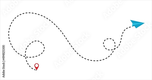 Paper plane route online education concept vector