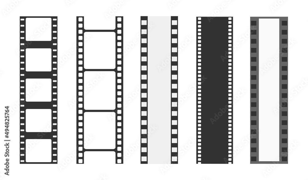 Cinema strip templates. Negative and strip, media filmstrip. Film roll vector, film 35mm
