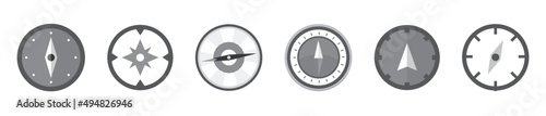 Compass icons set, navigating system simple icons. Vector