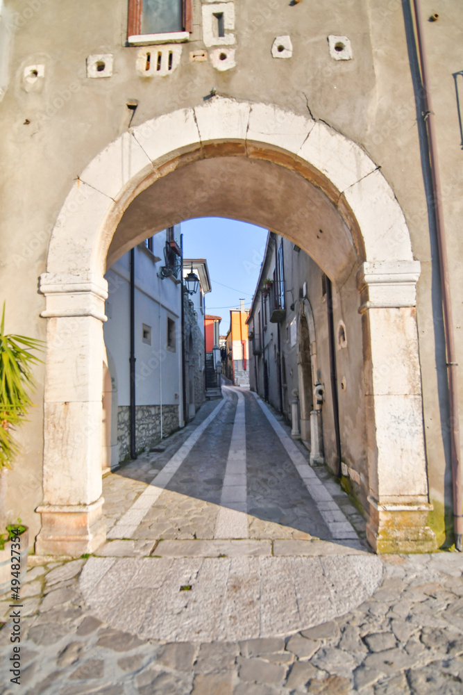 An old arch of entrance in Taurasi, town in Avellino province, Italy.