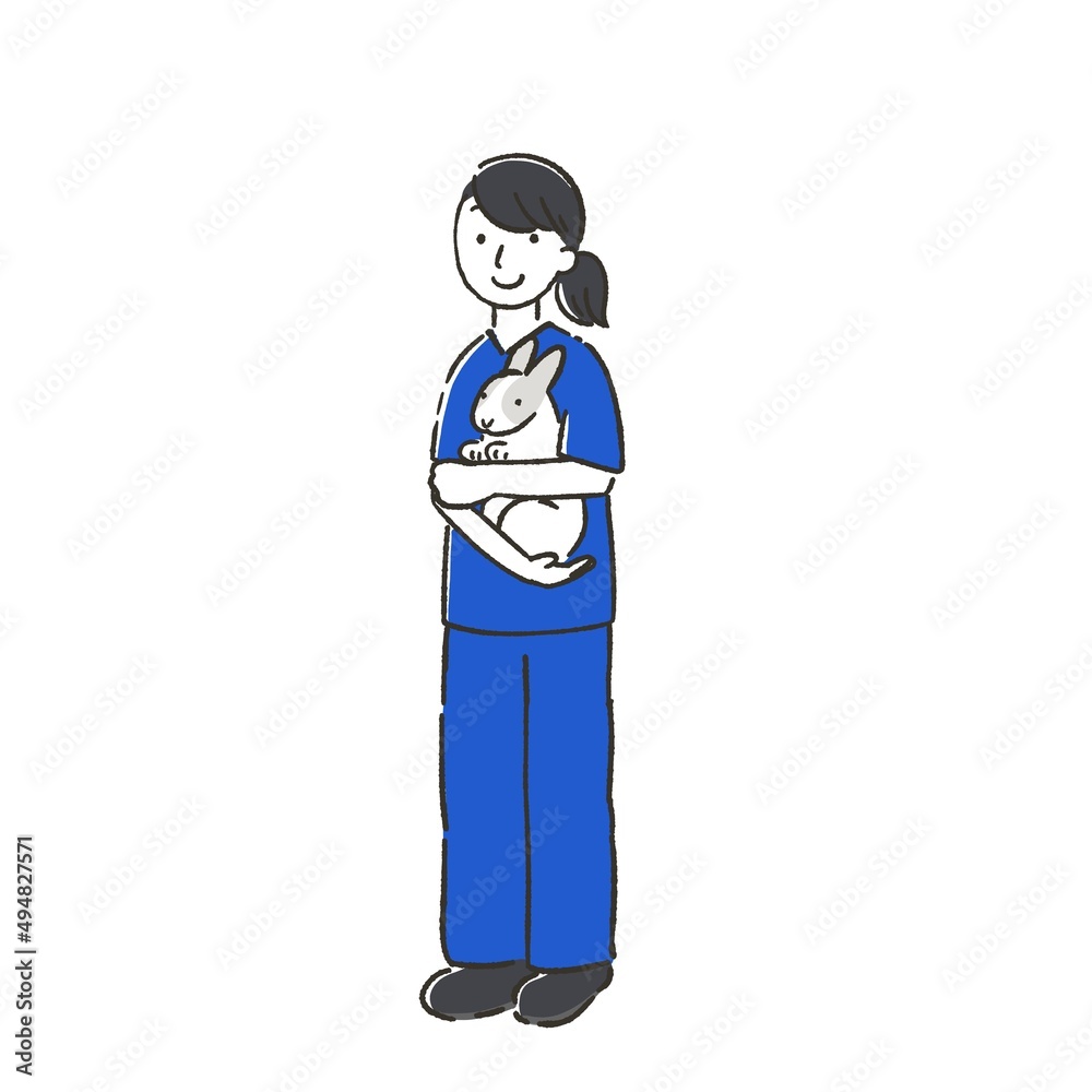 動物を抱く獣医のイラスト 動物を抱く獣医のイラスト