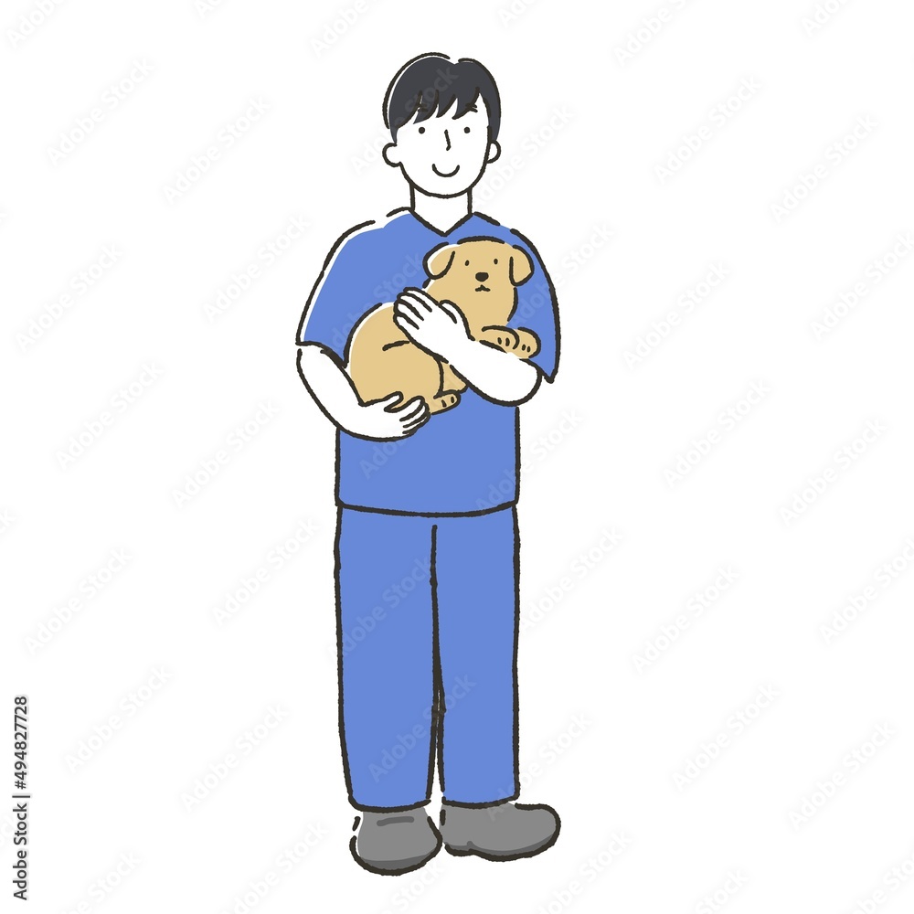 動物を抱く獣医のイラスト 動物を抱く獣医のイラスト