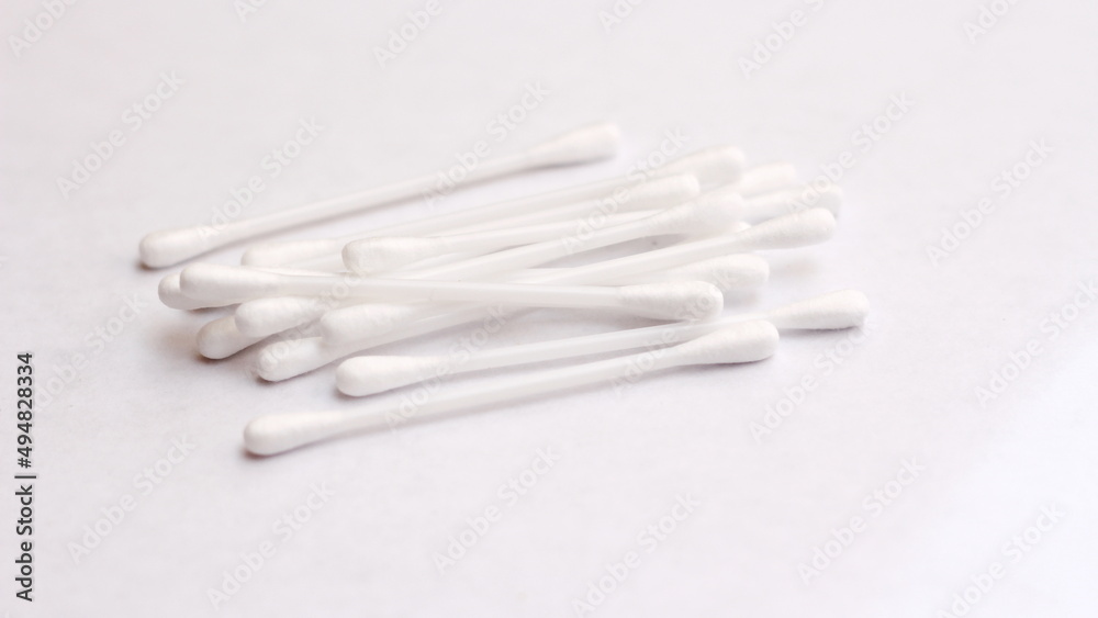 cotton buds, ears placed on a white background. cotton buds, ears placed on a white background.