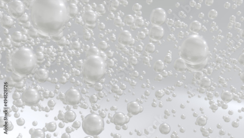 3D rendering cosmetic White pearl bubble Moisturizing design on background. Abstract science background with bubbles on water. Cosmetic bubble essentials design.