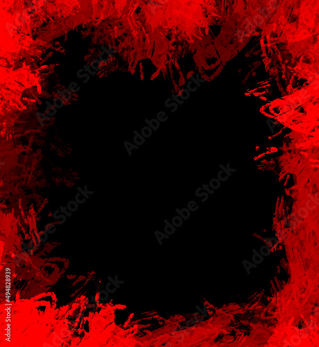 Red abstract frame in red on a black background. Red overlay frame.
