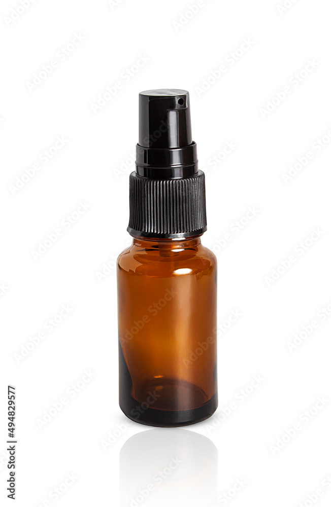 Vape glass brown bottle isolated on white background