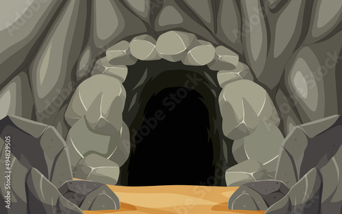 Natural cave in the forest background