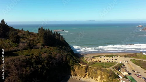 Wallpaper Mural Trinidad California USA fishing dock and pier, drone backwards reveal Torontodigital.ca