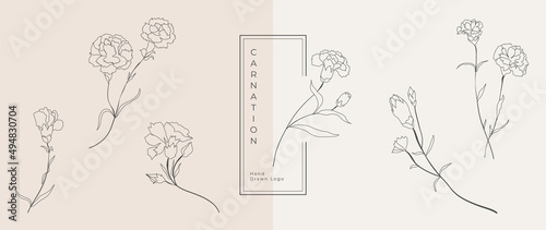 Wedding logo vector template. Botanical and floral logo element. Borders and dividers frame set. Hand drawn leaves branch, herb,flower, rose. Beauty and fashion frame design for logo and invitation. photo
