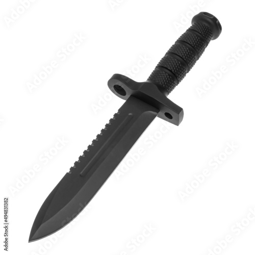 Knife tourist, hunting, tactical, military for survival and self-defense. Steel blade. An isolated object on a white background.